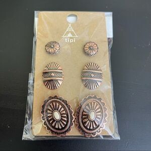 Tipi Boho Western Copper Earring Set - Pierced